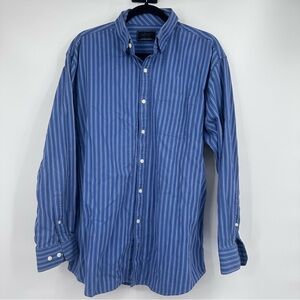 Greg Norman Collection Blue Pinstripe Casual Button Down Shirt Laege K0021